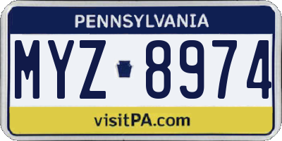 PA license plate MYZ8974