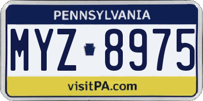PA license plate MYZ8975
