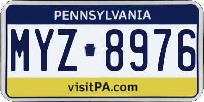 PA license plate MYZ8976