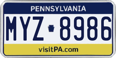 PA license plate MYZ8986