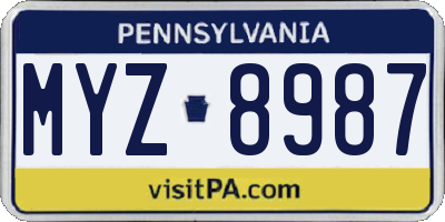 PA license plate MYZ8987