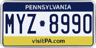 PA license plate MYZ8990