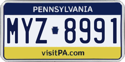 PA license plate MYZ8991
