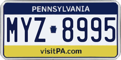PA license plate MYZ8995