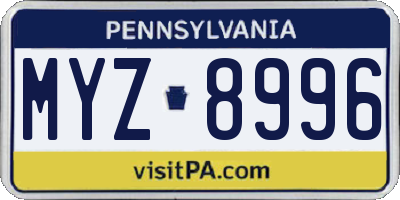 PA license plate MYZ8996