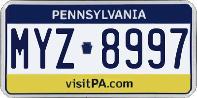 PA license plate MYZ8997