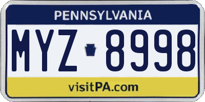 PA license plate MYZ8998