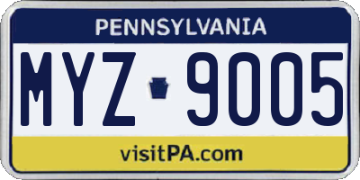 PA license plate MYZ9005