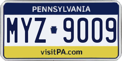 PA license plate MYZ9009