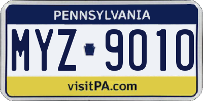 PA license plate MYZ9010