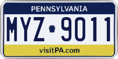 PA license plate MYZ9011