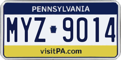 PA license plate MYZ9014