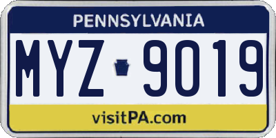 PA license plate MYZ9019