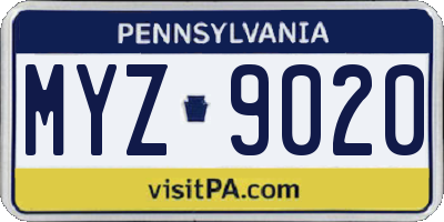 PA license plate MYZ9020