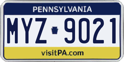 PA license plate MYZ9021