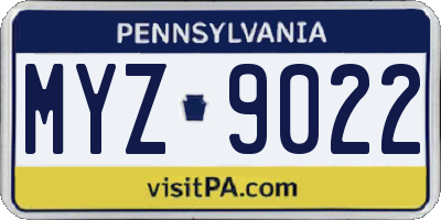 PA license plate MYZ9022