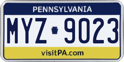 PA license plate MYZ9023