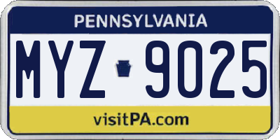 PA license plate MYZ9025