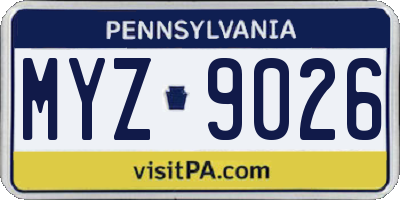 PA license plate MYZ9026