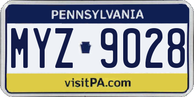 PA license plate MYZ9028
