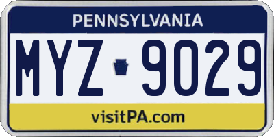 PA license plate MYZ9029