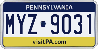 PA license plate MYZ9031