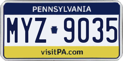 PA license plate MYZ9035