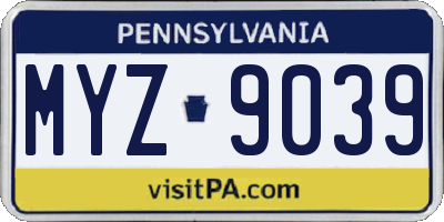 PA license plate MYZ9039