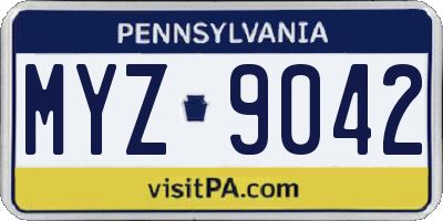 PA license plate MYZ9042