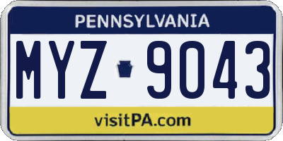 PA license plate MYZ9043