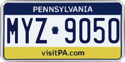 PA license plate MYZ9050