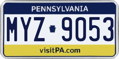 PA license plate MYZ9053