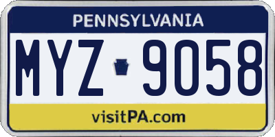 PA license plate MYZ9058