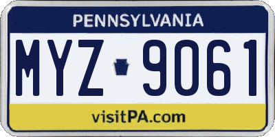 PA license plate MYZ9061