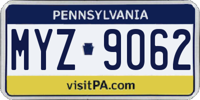 PA license plate MYZ9062