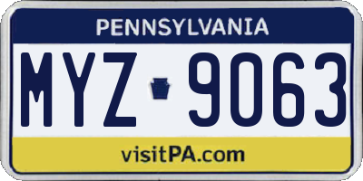PA license plate MYZ9063
