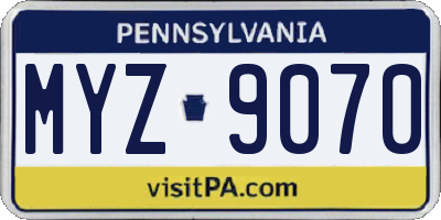PA license plate MYZ9070