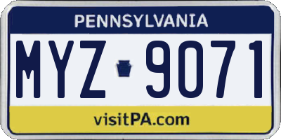 PA license plate MYZ9071