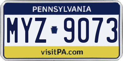 PA license plate MYZ9073