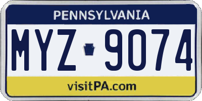 PA license plate MYZ9074
