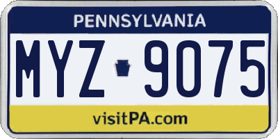 PA license plate MYZ9075