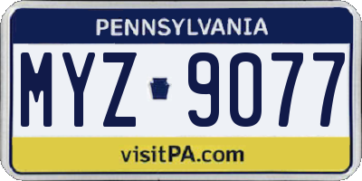 PA license plate MYZ9077
