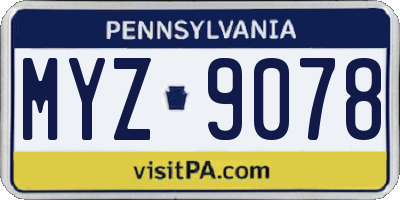 PA license plate MYZ9078