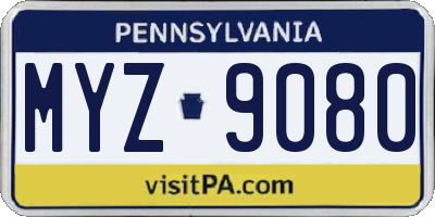 PA license plate MYZ9080