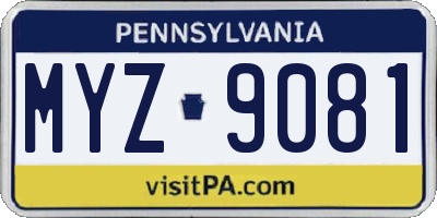 PA license plate MYZ9081