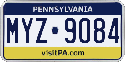 PA license plate MYZ9084