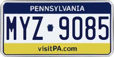 PA license plate MYZ9085