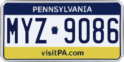 PA license plate MYZ9086
