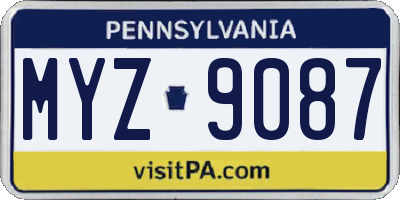 PA license plate MYZ9087