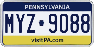 PA license plate MYZ9088
